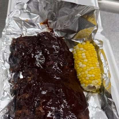 BBQ ribs and corn