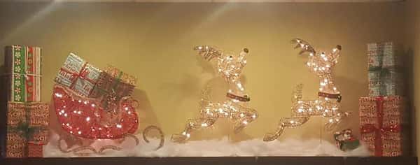 Reindeer and Santa sled decorations