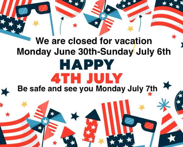 We’re on our annual vacation this week! 

Have a safe and happy Independence Day! 

We look forward to seeing you all again next week! 

#fourthofjuly #vacation #independenceday #summervacation #summer #bbq