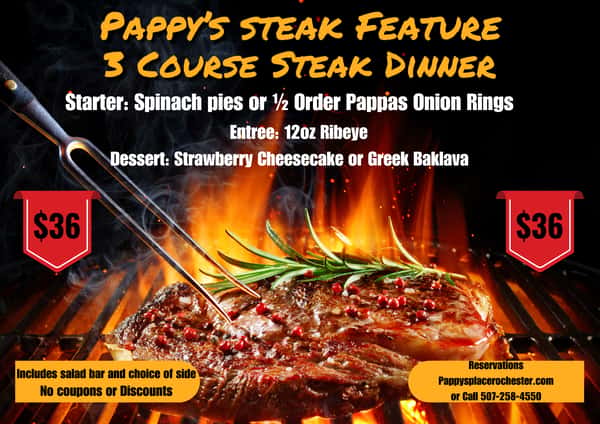 Pappy's 3 Course Steak Feature