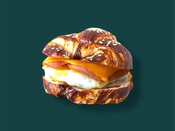 Canadian Bacon & Egg W/ Cheese On Pretzel Croissant