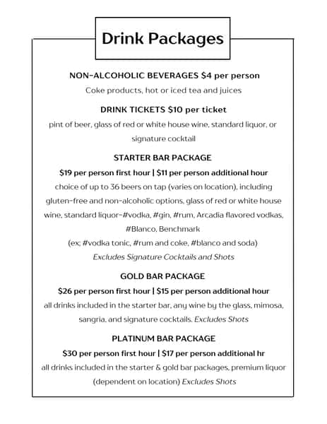 Group Dining Drink Packages