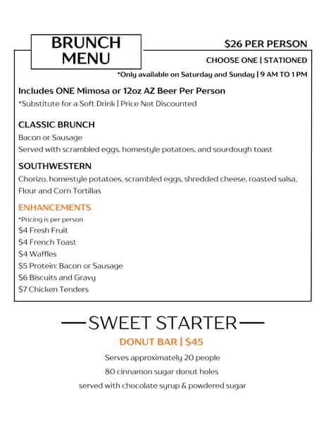 Brunch Group Dining Menu