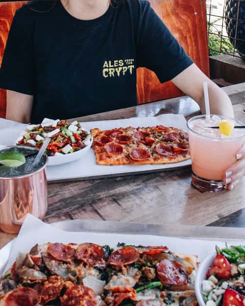 Pizza and drinks