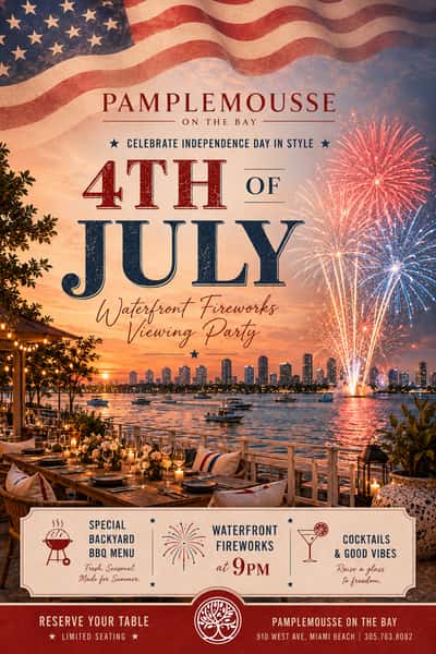 4th of July Fireworks Waterfront Watch Party at Pamplemousse on the Bay