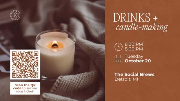 Mark your calendar for Drinks + Candle-Making Workshop at The Social Brews on October 20, 2026 at 06:00 PM ✨
Settle into a warm, welcoming atmosphere for an easygoing evening of candle-making, great conversation, and creative fun. Your ticket includes one beer, wine, or non-alcoholic beverage to sip while you pour, connect, and enjoy the experience—no experience needed 🕯️
Come gather, create, and make it a night to remember. #TheSocialBrews #DetroitEvents #CandleMakingWorkshop #SipAndCreate