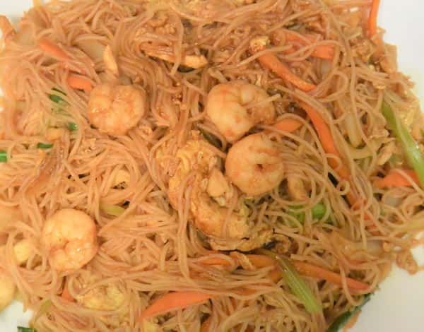 Singapore Rice Noodle Shrimp Brown Sauce
