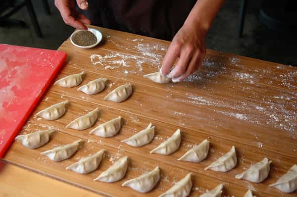 Hand-made steamed pork & ginger dumplings