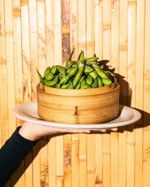 Japanese Edamame sprinkled with kosher sea salt