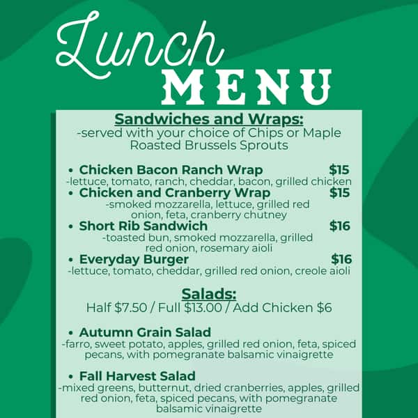 green background with menu