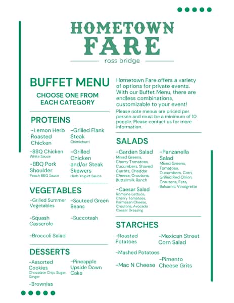 white background with green menu