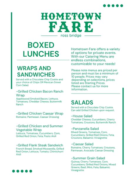 white background with green menu