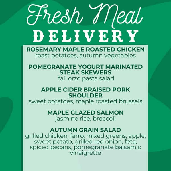 Fall Meal Delivery Menu with green background