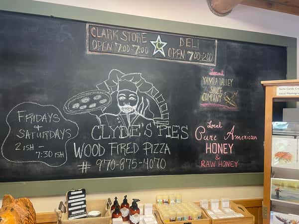 Chalkboard with writing and drawings