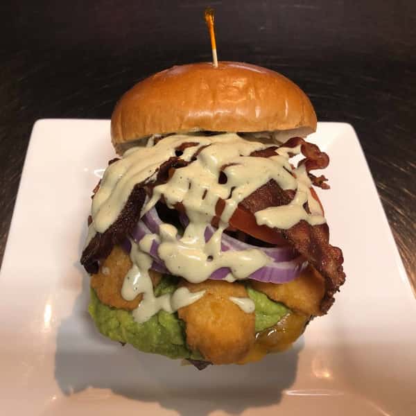 California Corn Fritter Burger