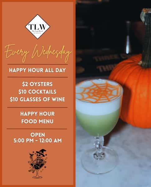 Halloween week calls for oysters & cocktails. 🎃🍸
Happy Wednesday! Join us for Happy Hour ALL DAY:
$2 oysters
$10 cocktails
$10 glasses of wine
Open 5 PM – 12 AM.
See you soon.
#huntington #cocktails #oysters #happyhour #halloweenweek