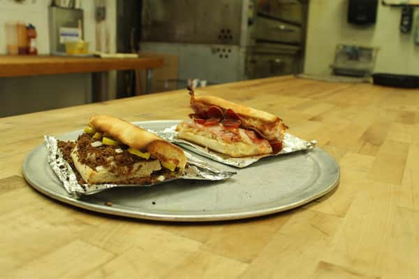 two sandwichs in tray