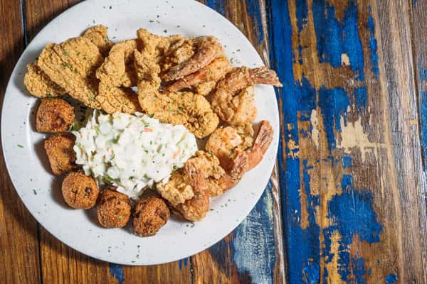Fried Catfish & Fried Shrimp W/ Coleslaw & Hushpuppies