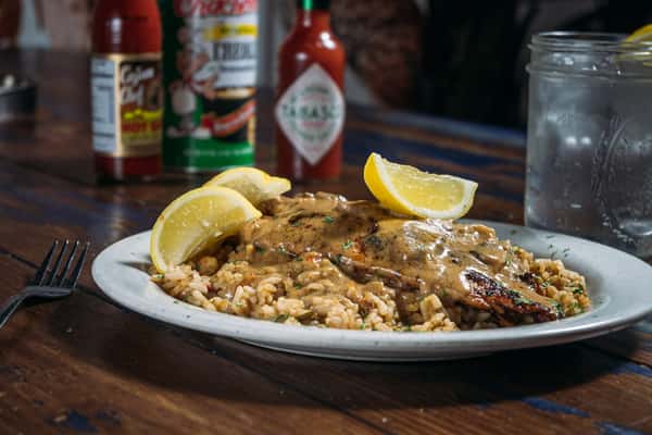 Redfish Ponchartrain on Dirty Rice