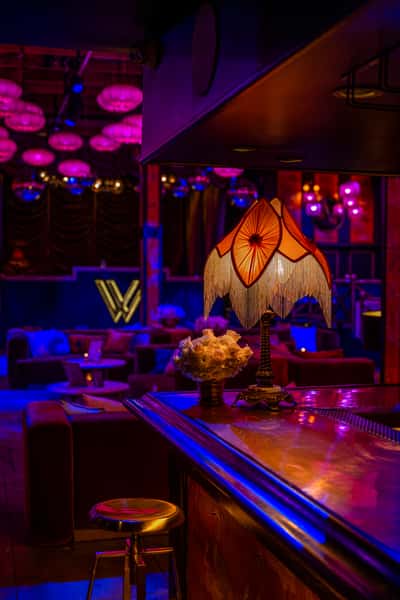 Cozy, elegant interior with warm lighting and sophisticated decor