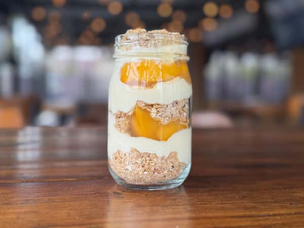 Peach Cobbler Cheesecake Jar