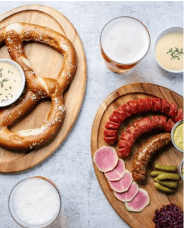Huss pretzel and sasuage board 