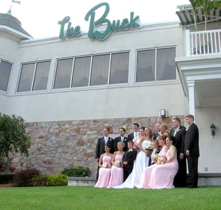 wedding party posing for picture