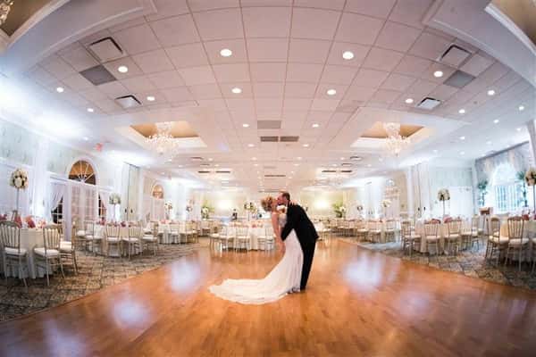 bride and groom kissing