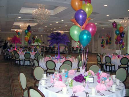 table decorated with balloons