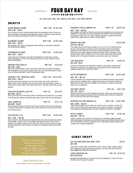 Yorktown Beer List