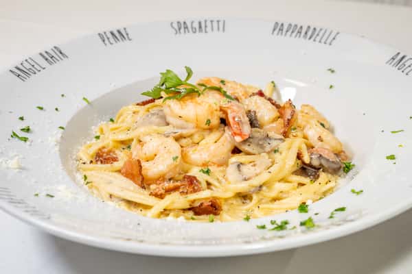 Spaghetti Carbonara & Shrimp