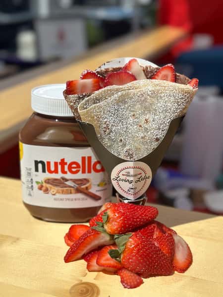 Flatbread potato with nutella and strawberry