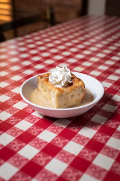 White Chocolate Bread Pudding with Whiskey Butter Sauce