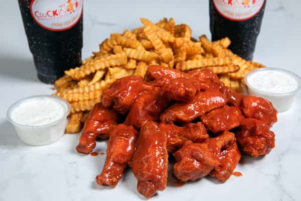 Wingin Clucker(20PC) - Hot Wings & 2 drinks & Large fries