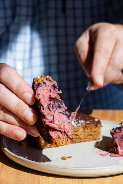 brown bread with blueberry butter