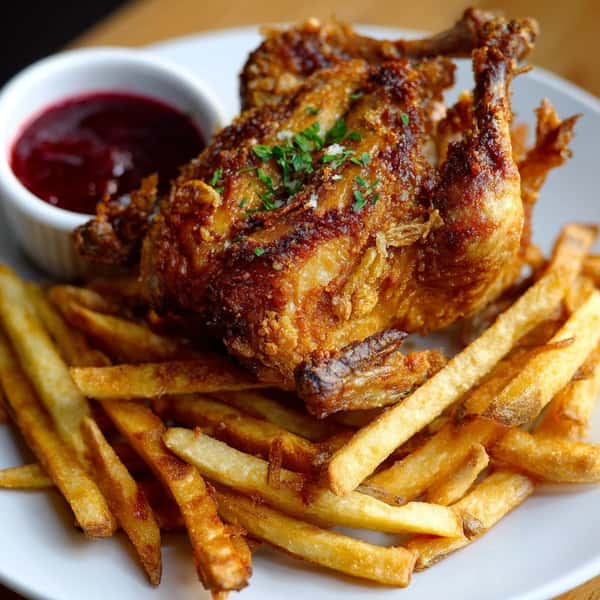 Fried chicken with french fries
