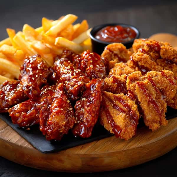 Buffalo wings with Fries