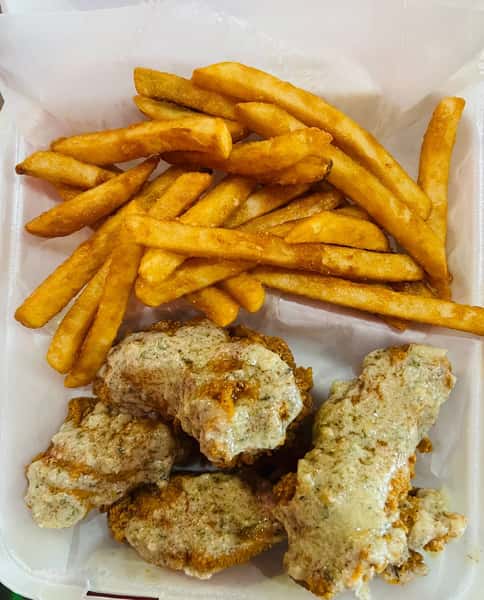 Fried chicken with french fries