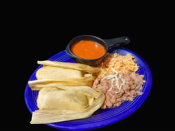 A3 Tamales (2) , Rice and Beans