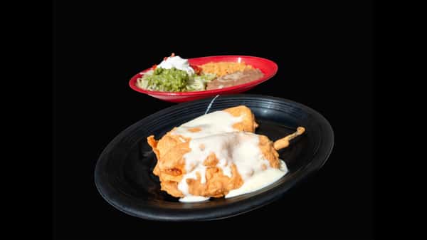 A2 Chiles Rellenos(2)- Guaca Salad.Rice&Beans