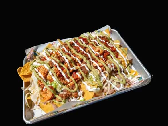 Sp. El Paisita Nachos-Beans,Cheese,Lettuce,Crema&GuacDrizzle