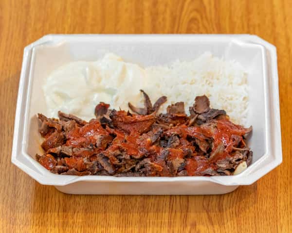 8-Beef-Lamb Iskender Kebab w/ Yogurt and Tomato Sauce