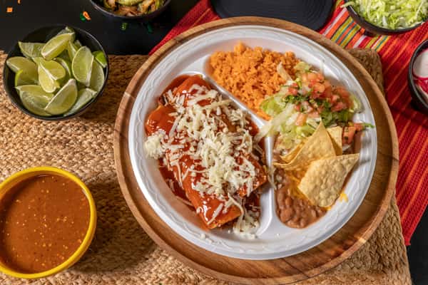 2 cheese enchilada plate +drink