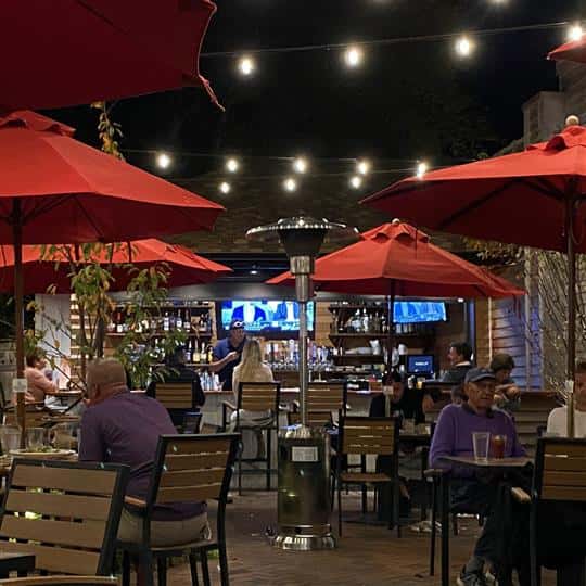 The Garden at Night Looking at the bar