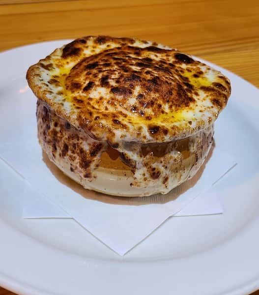 Bourbon baked onion soup