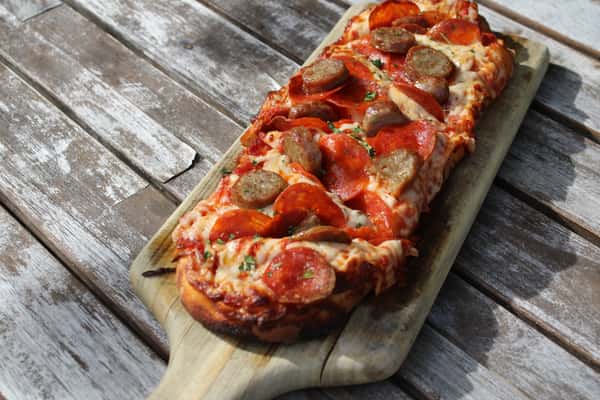 Pepperoni and Sweet Italian Sausage Flatbread