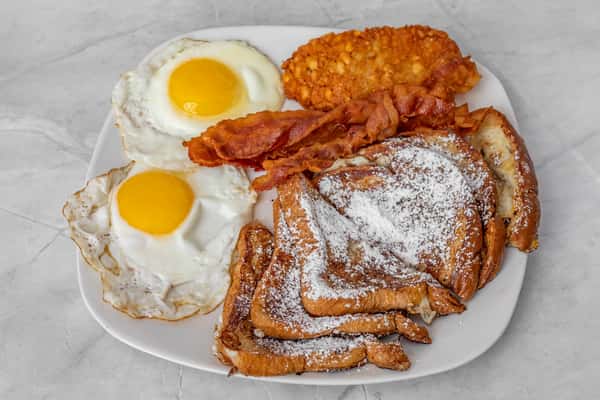 3 French Toast Platter (2 Egg / 1 Hashbrown / Choice Meat )