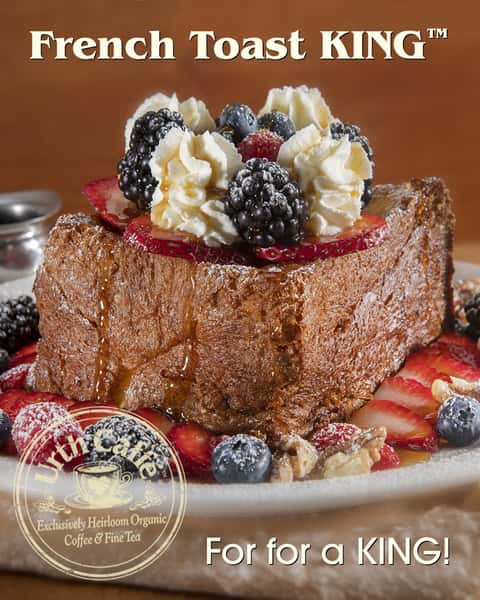 Urth Caffé's French Toast cannot be beat! Our in-house made brioche bread is sliced thick then drenched in fresh cream and egg batter, then griddled to a golden buttery brown. Served with whipped cream, fresh mixed berries, walnuts, acacia honey butter, and our purely organic in-house maple syrup; a classic that you can never go wrong with! 🧇🍨

For our sweetest guests, we suggest the French Toast King with our in-house made brioche bread sliced thick, drenched in fresh cream and egg batter, grilled to a golden perfection the topped with sliced bananas baked in caramel sauce and overlayed with toasted walnuts and a brûléed banana. A meal truly fit for royalty!

If your sweet tooth is seeking more, our Chocolate Pistachio French Toast King is drizzled with luscious chocolate hazelnut and pistachio butter, both in-house organic ingredients, crowned with a velvety scoop of mascarpone matcha cream and chopped pistachios.

#urthcaffe #frenchtoastking #briochebread #homemade #organicingredients