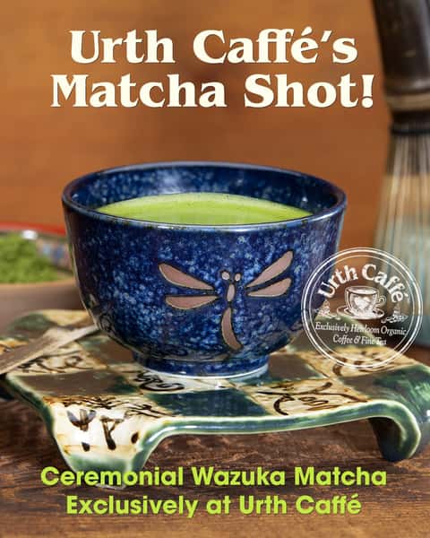 As the fall season approaches, Urth Caffé is whisking up our Ceremonial Wazuka Matcha 🍵

Enjoy matcha in its traditional form, a pure organic ceremonial grade artfully hand whisked in the traditional Japanese way. Containing notes of sweet earth and grass — reminiscent of sun-drenched hills and rich, fertile soil — it is a vibrantly rich, green tea that brings you to a state of pure meditation. 

This drink is not only a culturally significant staple; but it also comes with great health benefits! Containing antioxidants, B-complex, Vitamin C, B1, B2, E, beta carotene, iron, calcium, and amino acids for a healthy body. 

#urthcaffe #matcha #ceremonialgradematcha #greentea #japanesematcha