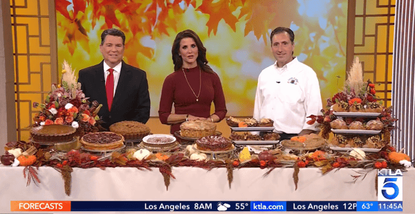 Freeze frame KTLA news anchors interviewing Shallom